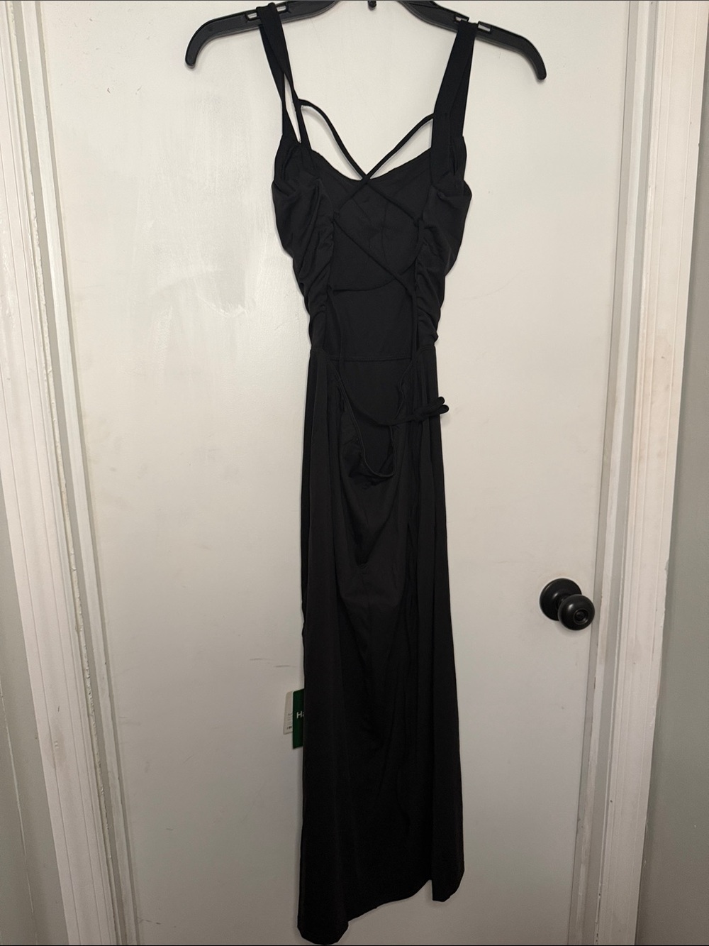 Halara Black Strappy Maxi Dress - Elegant Evening Dress - Picture 2 of 5